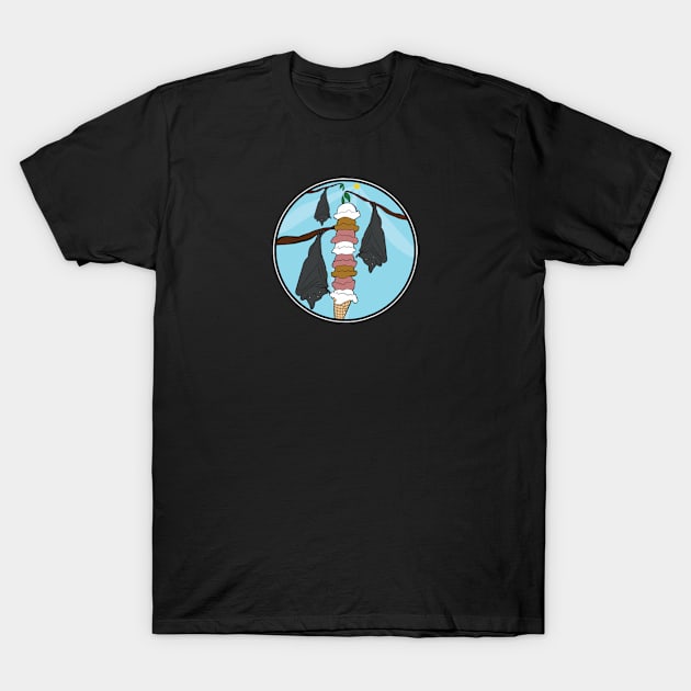 The Trio of Bats and the Tower of Ice Cream T-Shirt by DDDInspiration